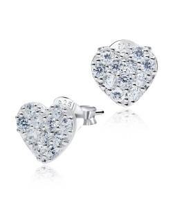 Shinning Pattern Heart Silver Stud Earring STS-2241